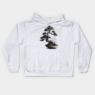 The Essence of Tranquility A Sumi-e Bonsai Painting Kids Hoodie